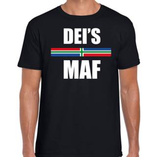👉 Shirt zwart mannen Gronings dialect Deis maf met Groningense vlag voor heren