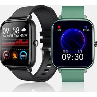 Monitor unisex zwart 1.54 Inch Full Touch Heart Rate Blood Pressure Oxygen Music Control Custom Dial Multiple Languages Smart Watch