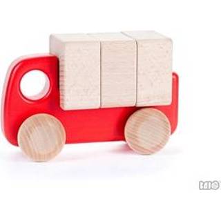 👉 Houten blok rood stuks vrachtauto's Bajo Kleine Vrachtwagen met blokken 5906554203940