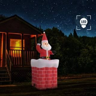 👉 Schoor steen rood male VidaXL Kerstman in schoorsteen opblaasbaar LED IP44 180 cm 8719883683010