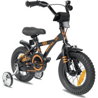 👉 Kinder fiets jongens kleurrijk kinderen oranje zwart PROMETHEUS BICYCLES ® Kinderfiets 12 in mat & Orange vanaf 3 jaar met zijwieltjes 4270002125735