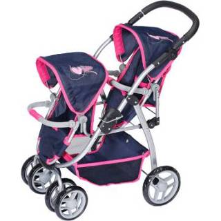 👉 Poppen wagen meisjes kleurrijk roze Knorr® speelgoed tweeling poppenwagen Milo flying heart s navy/roze 4049491164330
