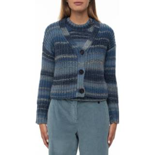 👉 L vrouwen blauw Cardigan