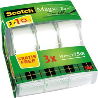 👉 Plakband Scotch Magic onzichtbaar plakband, 2 rollen, 19 mm x 7,5 m + 1 Gratis plakbandhouder