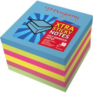👉 Pergamy Extra Sticky notes, ft 76 x 76 mm, neon , blok van 90 vel, pak van 6 stuks