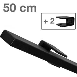 👉 Trapleuning zwart staal Design rechthoekig - 50 cm + 2 houders 5601570643748