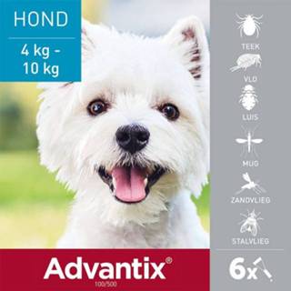 👉 Pipet Advantix® 100/500 Spot-On Solution voor Honden 4 - 10 kg Dubbelpak: 2 x 6 Pipetten 4007221048121 4007221048077