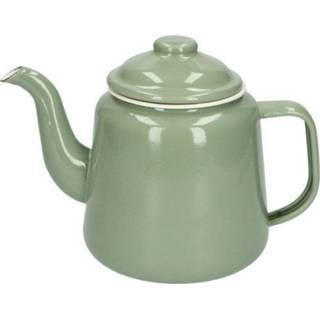 👉 Theepot wit emaille active Theepot, emaille, groengrijs/wit, 1,5 L