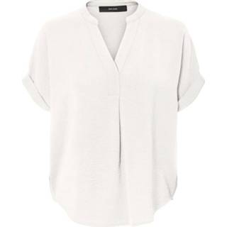 👉 Wit XS vrouwen VERO MODA V-hals Top Met Korte Mouwen Dames White 5715106258150