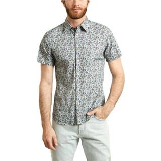 👉 Short sleeve l male blauw Floral Sleeves Cotton Shirt