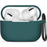 👉 Sleutel hanger siliconen groen Apple Airpods Pro ultra dunne cover - extra met sleutelhanger Donkergroen 8720364952358