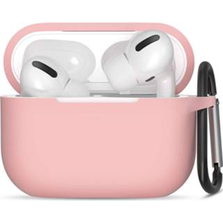 👉 Sleutel hanger siliconen baby's Apple Airpods Pro ultra dunne cover - extra met sleutelhanger Babyroze 8720364952433