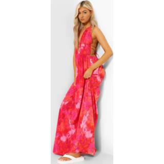 👉 Tall Tie Dye Maxi Jurk Met Laag Decolleté, Coral