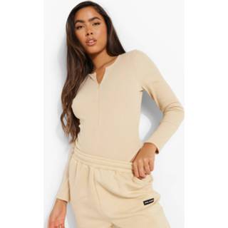 👉 Geribbelde One Piece Met Rits En Joggingbroek Set, Sand