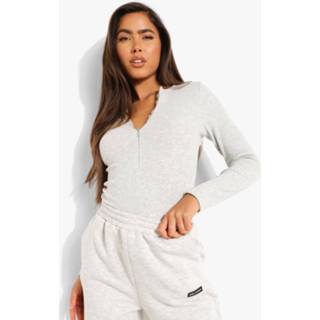 👉 Geribbelde One Piece Met Rits En Joggingbroek Set, Ash Grey