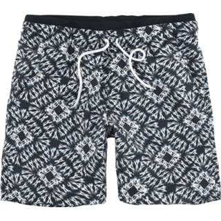 👉 R.E.D. by EMP - Black/White Swim Shorts in Batik Look - Zwembroek - Mannen - zwart wit