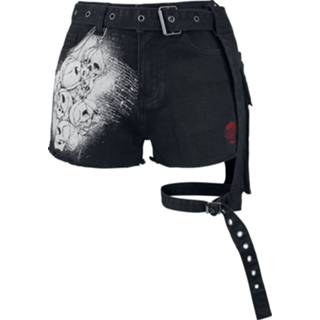 👉 Riem zwart vrouwen Black Premium by EMP - Schwarze Shorts mit Print und Riemen Korte broek 4064854140226