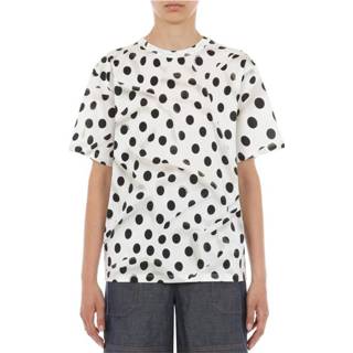 👉 Print T-shirt vrouwen wit Polka-Dot