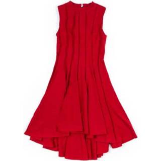 👉 Sleeveless vrouwen rood dress with pleat