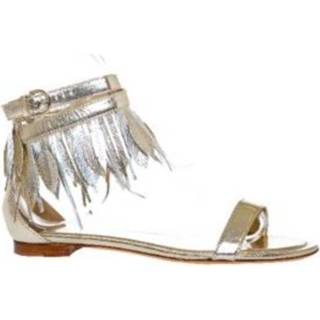 👉 Sandaal leather small vrouwen geel sandals with feathers