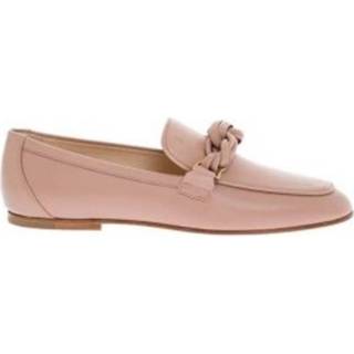 👉 Loafers leather vrouwen roze with twisted scoubidou