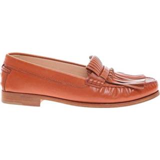 👉 Loafers vrouwen bruin Patinated calfskin with fringed tab