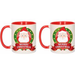 👉 Beker kinderen Set van 4x stuks kerst bekers / mokken met Santa print 300 ml