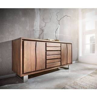 👉 Dressoir bruin DELIFE Live-Edge 147 cm acacia 3 laden 2 deuren 4250809365718