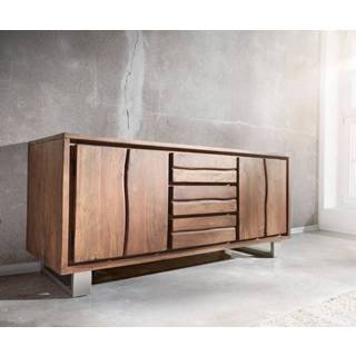 👉 Dressoir bruin DELIFE Live-Edge 172 cm acacia 3 laden 4 deuren 4250809365770