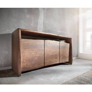 👉 Dressoir bruin DELIFE Live-Edge acacia 145 cm 3 deuren 4250809365947