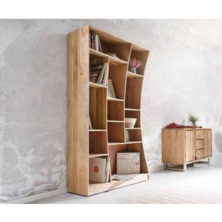 👉 Boekenkast DELIFE Live-Edge 121 cm van acacia natuur links 4250809366340