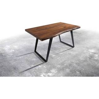 👉 Bruin DELIFE Boomtafel Live-Edge 140x90 acacia blad 5cm schuin frame 4250809369907