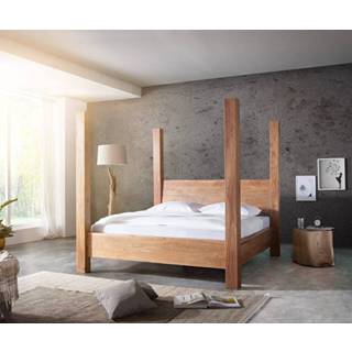 👉 Hemelbed hout DELIFE Bed Blokk massief 180x200 acacia natuur lattenbodem 4250809375465