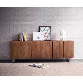 👉 Dressoir bruin DELIFE Live-Edge 220 cm acacia massief 6 deuren 4250809376035