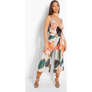 👉 Tropisch Wide Leg Jumpsuit Met Ceintuur, Multi
