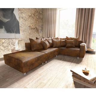 👉 Hoekbank bruin DELIFE Clovis antiek optiek modulair hocker armleuning ottomane rechts 4250809379852