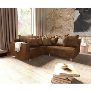 👉 Hoekbank bruin DELIFE Clovis antiek optiek modulair armleuning ottomane links 4250809379913