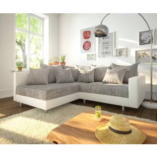 👉 Hoekbank wit grijs DELIFE Clovis lichtgrijs module-bank armleuning ottomane Links 4250809380230