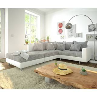 👉 Hoekbank wit grijze DELIFE Clovis Licht hocker armleuning ottomane links module-bank 4250809380254