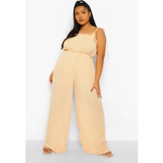 👉 Plus Jumpsuit Met Rug Strik, Tan