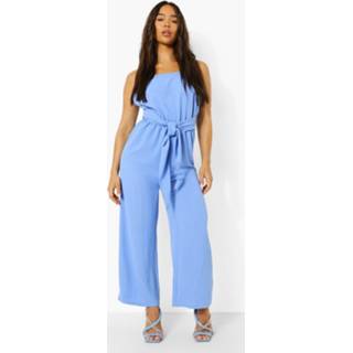 👉 Linnen Jumpsuit Met Strik, Blue