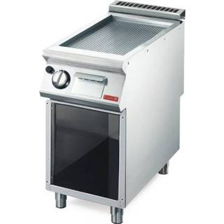 👉 Bakplaat HorecaTraders Gas geribbeld met onderstel | (B) 400 x (D) 700 (H) 850mm