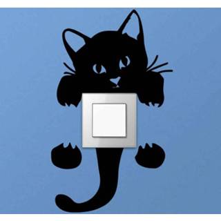 👉 Muursticker nederlands stopcontact Hangende kat