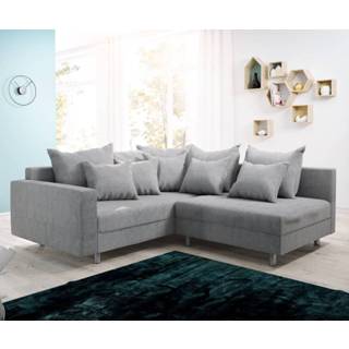 👉 Hoekbank grijs DELIFE Clovis vlak geweven met armleuning ottomane links modulair 4250809392752