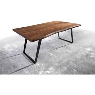 👉 Bruin DELIFE Boomtafel Live-Edge 180x90 acacia blad 5,5 cm schuin onderstel 4251487104217