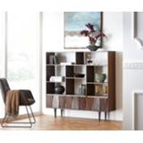 👉 Boekenkast steen DELIFE Shia 147x35 cm sheesham walnoot 4251487143223