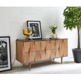 👉 DELIFE Dressoir Shia 147 cm acacia natuursteen 6 compartimenten