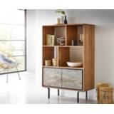 👉 Boekenkast zwart metaal DELIFE Juwelo 88 cm acacia natuur steenfineer 4251487143469