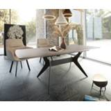 👉 Eettafel bruin keramisch metaal DELIFE Edona 160/200x90 cm uitschuifbaar 4251487148990