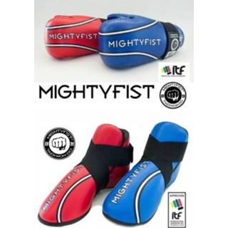 👉 Beschermer leer Mighty Fist Leren Set ITF Taekwon-Do Hand- en voet Beschermers